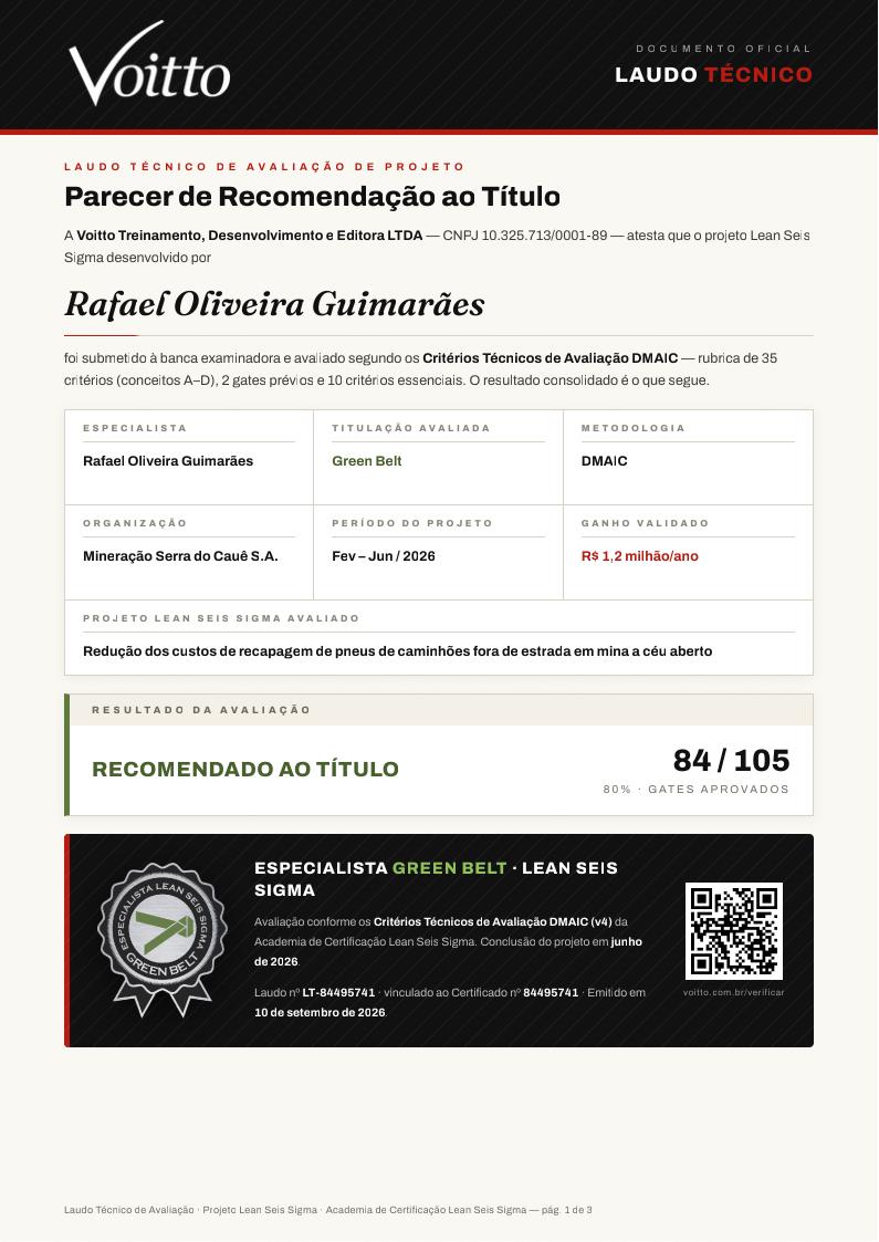Exemplo ilustrativo do Laudo Técnico de Avaliação de Projeto