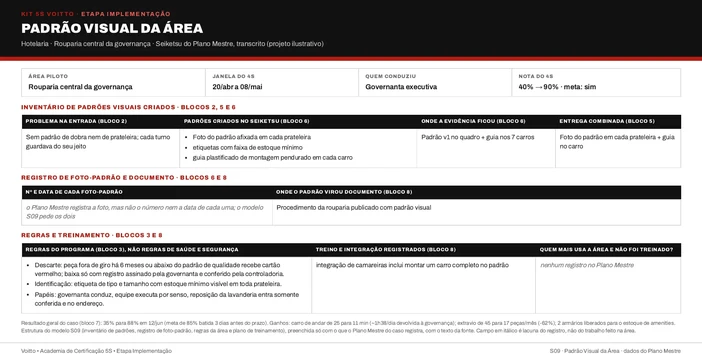 Padrão visual da rouparia central da governança na estrutura do S09 (caso ilustrativo)