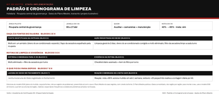 Seiso da rouparia central da governança no modelo S08 (caso ilustrativo)