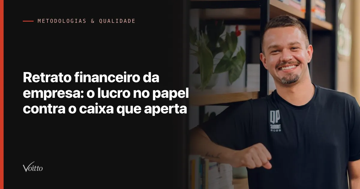 Retrato financeiro da empresa: o lucro no papel contra o caixa que aperta
