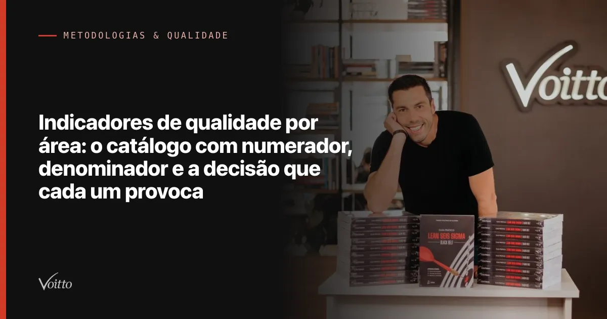 Indicadores de qualidade por área: o catálogo com numerador, denominador e a decisão que cada um provoca