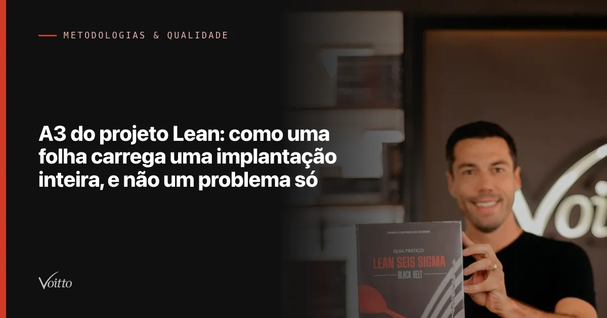 A3 do projeto Lean: como uma folha carrega uma implantação inteira, e não um problema só