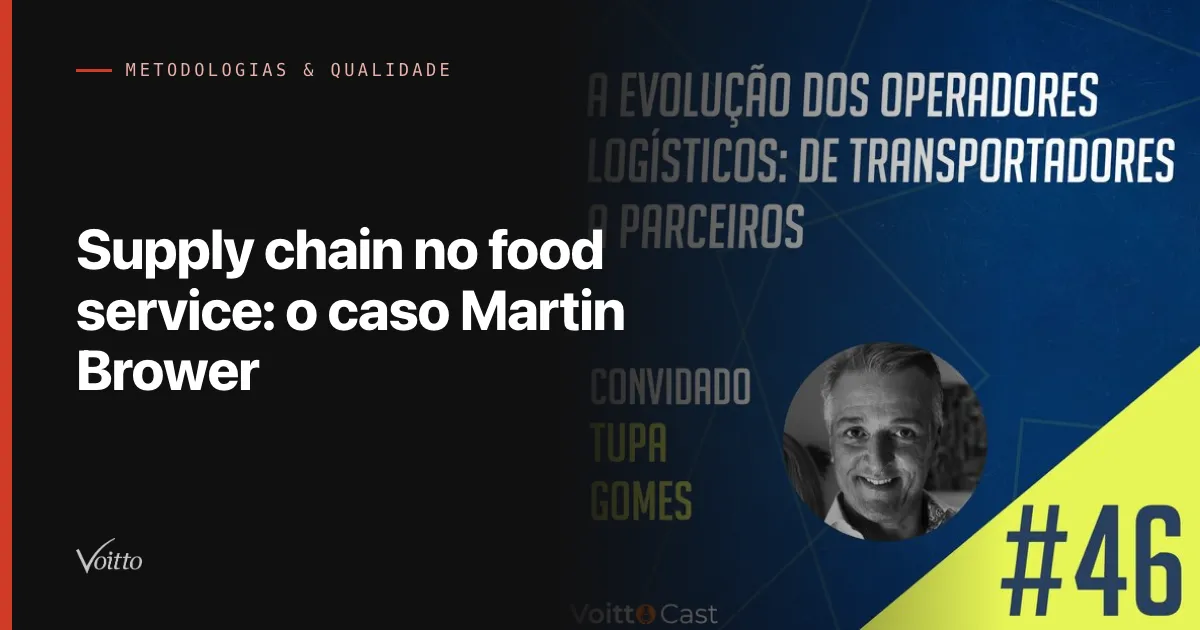 Capa do artigo Supply chain no food service: o caso Martin Brower, com a arte do episódio 46 do VoittoCast e a foto do convidado