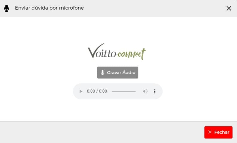 Aba que abre para gravar áudio de dúvidas