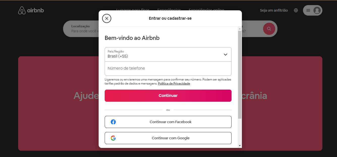 Cadastro Airbnb 