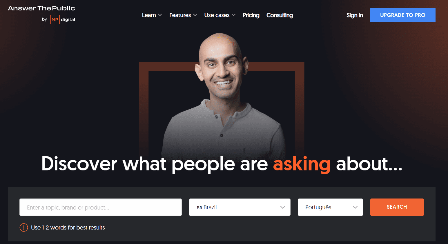 Interface do Answer The Public. Interface do Answer The Public.