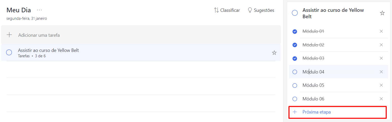 Adicionar etapas às tarefas no microsoft to do Adicionar etapas às tarefas no microsoft to do