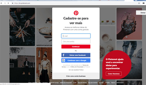 login pinterest