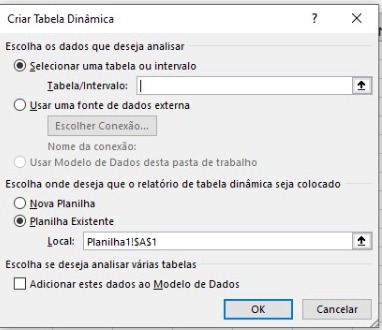 janela de configuração