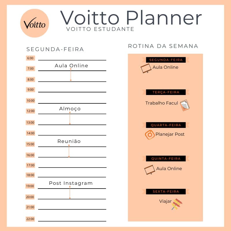 Planner com time blocking Planner com time blocking