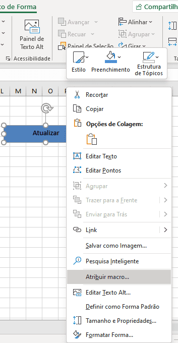 Botão atualizar na tabela dinâmica Botão atualizar na tabela dinâmica
