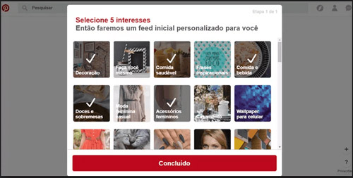 interesses no pinterest