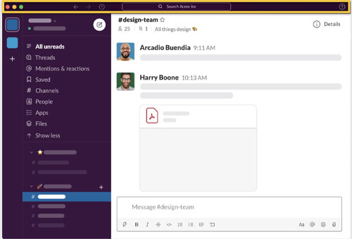 Página inicial do Slack Página inicial do Slack