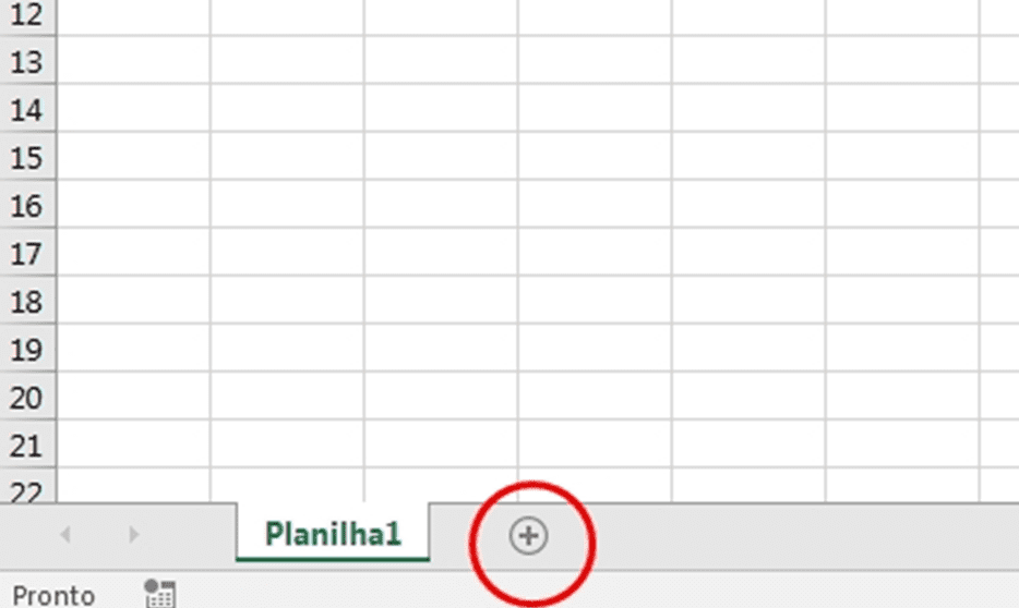 Como adicionar uma nova planilha. Créditos: Reprodução