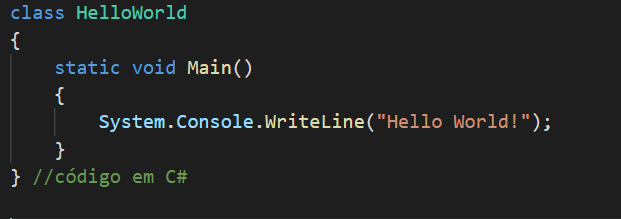 Exemplo de código em C#. Exemplo de código em C#.