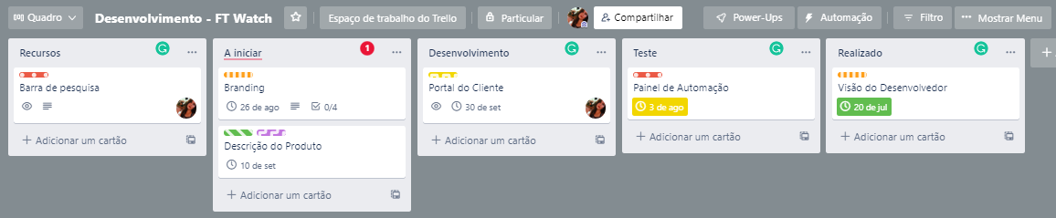 Desenvolvimento de Produto. Foto: Trello. 