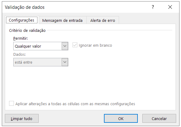 tela de validação de dados