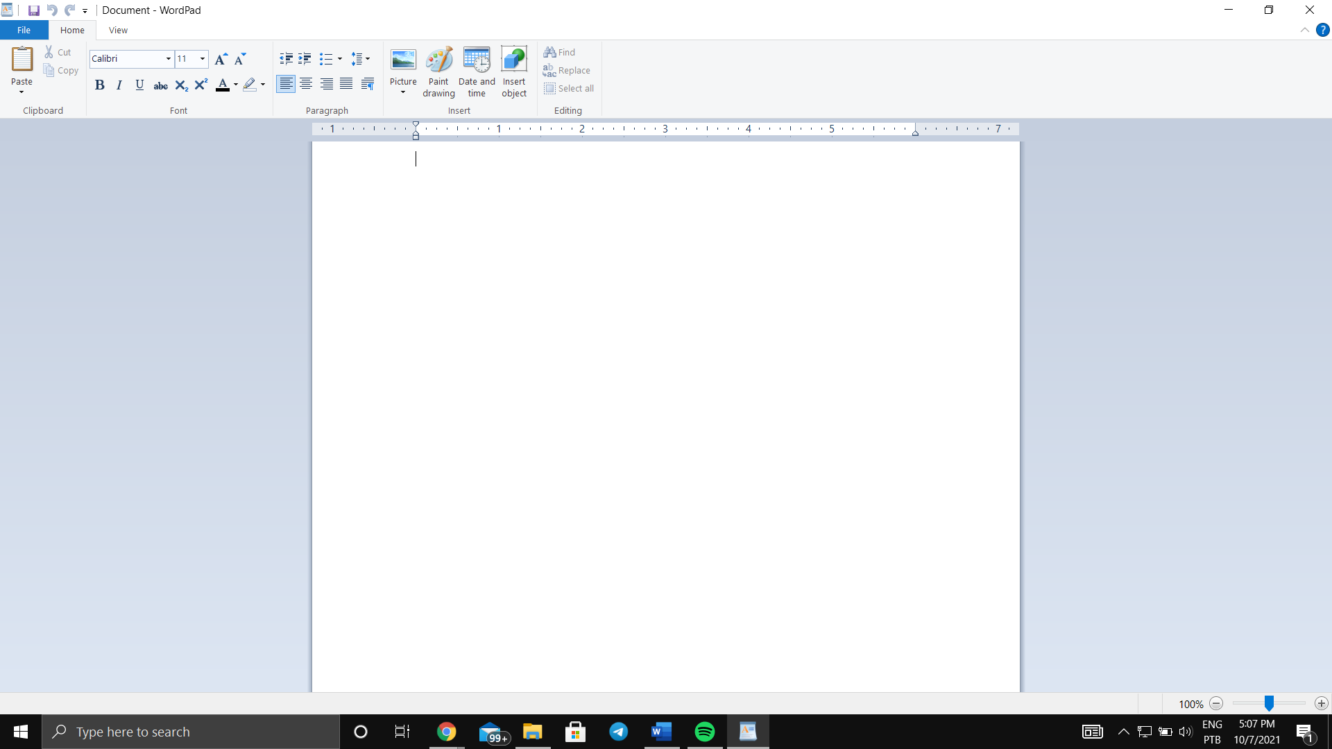 Interface do WordPad. Interface do WordPad.