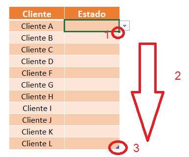 copie essa validacao para todas celulas da coluna