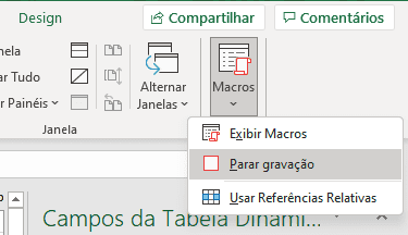 Parar a gravação da Macro Parar a gravação da Macro