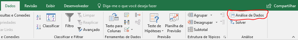 Análise da dados no Excel
