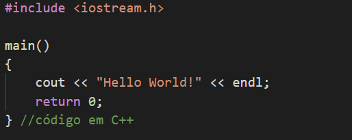 Exemplo de código em C++. Exemplo de código em C++.
