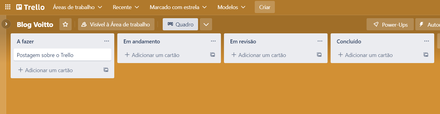 Adicionando cartão na lista "a fazer".