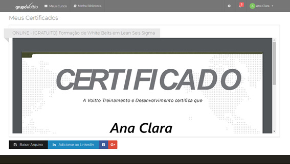 Certificado Voitto para o LinkedIn.