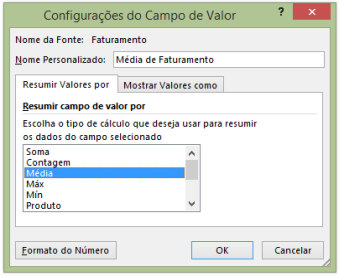 Configurando uma tabela dinâmica no Campo de Valor Configurando uma tabela dinâmica no Campo de Valor