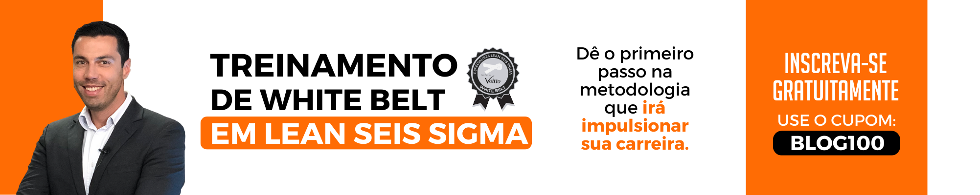Banner do curso Treinamento de White Belt em Lean Seis Sigma.