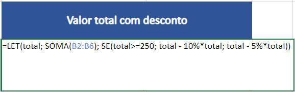 Função LET sendo utilizada.