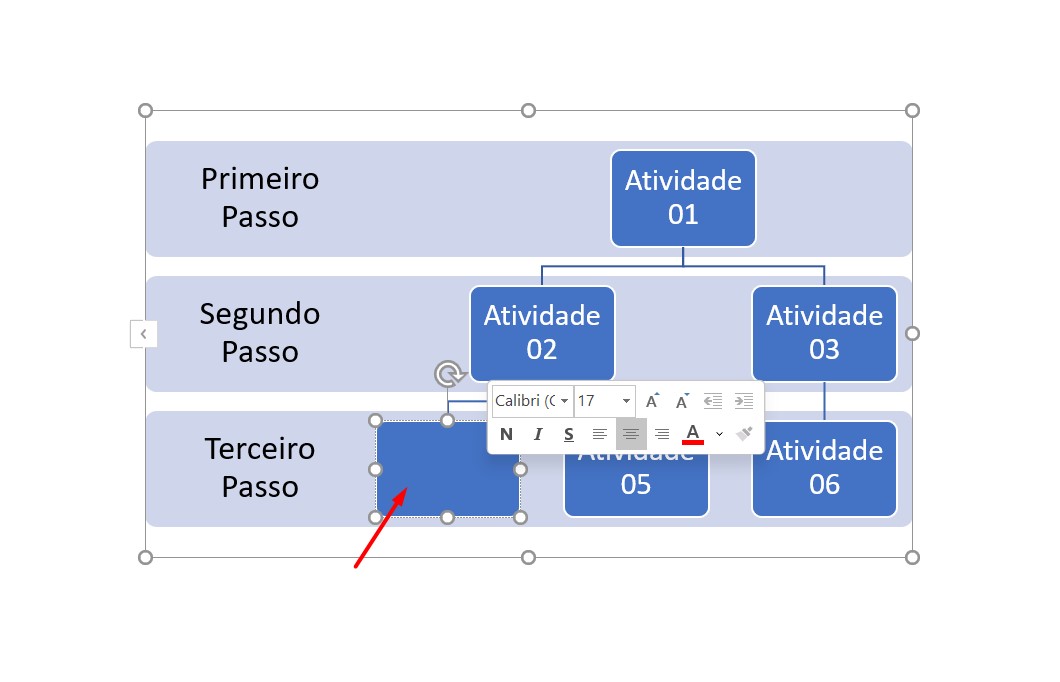 Inserir texto no fluxograma pelo Word