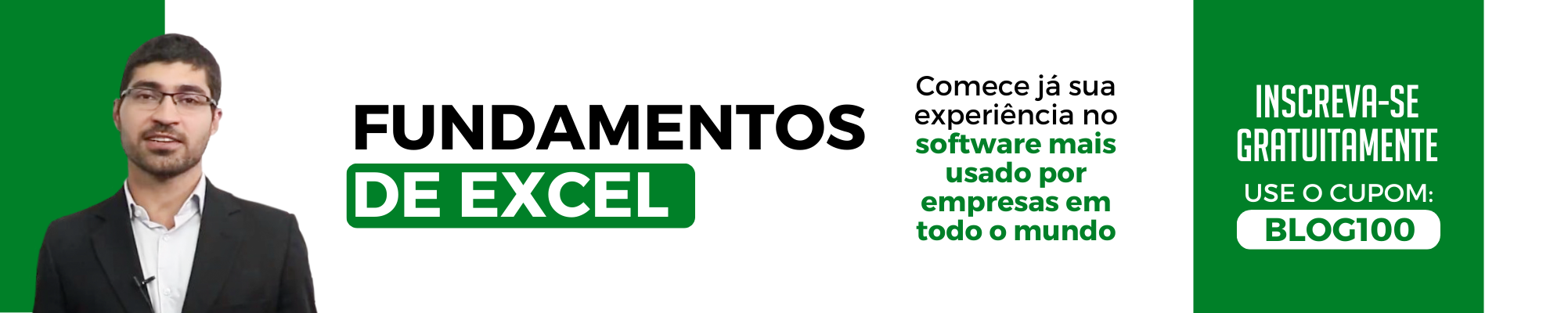 Banner do curso "Fundamentos de Excel". Banner do curso "Fundamentos de Excel".