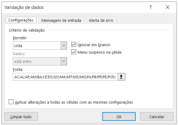 como deve ser inserido os dados no campo fonte