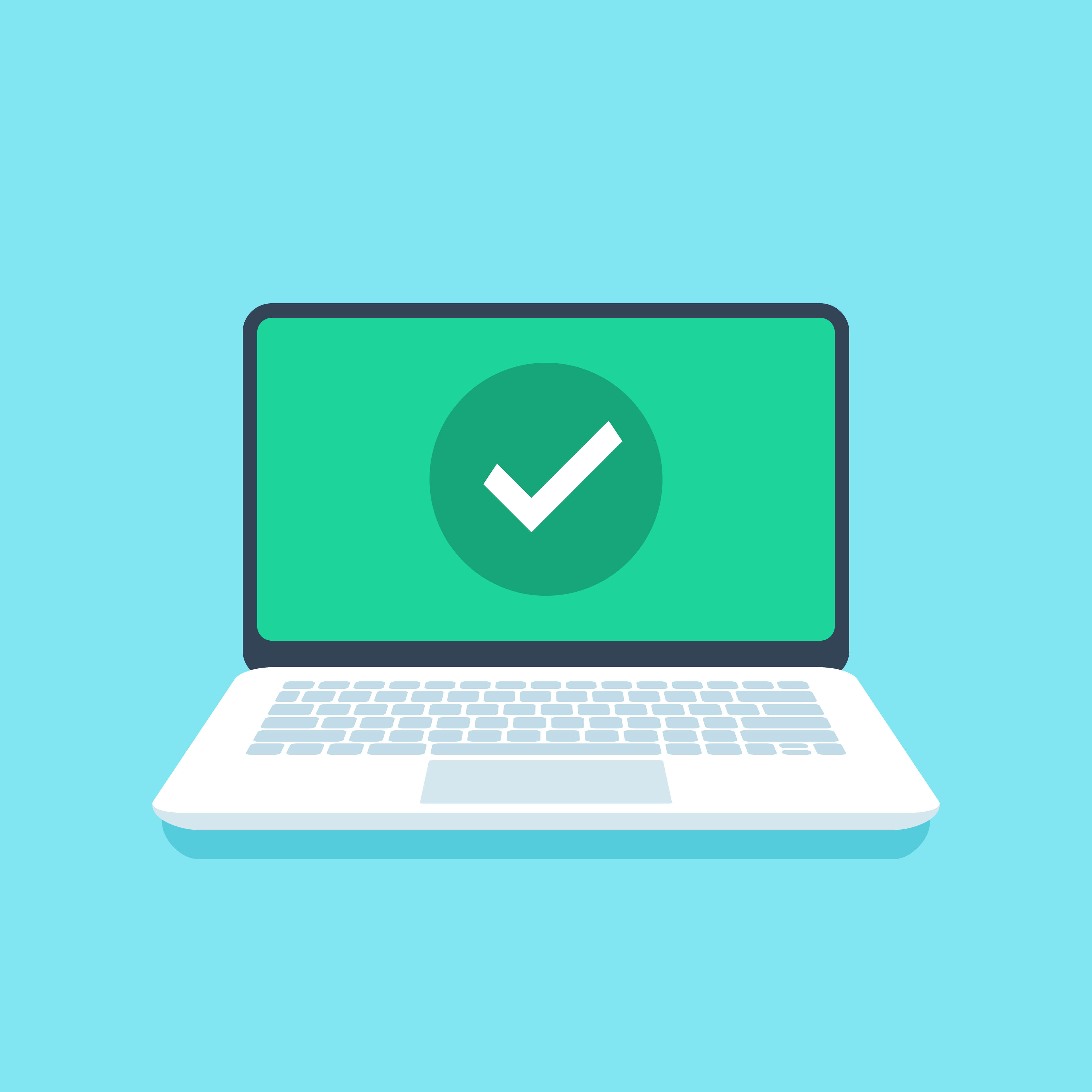 Imagem de um computador com um check verde na tela Imagem de um computador com um check verde na tela