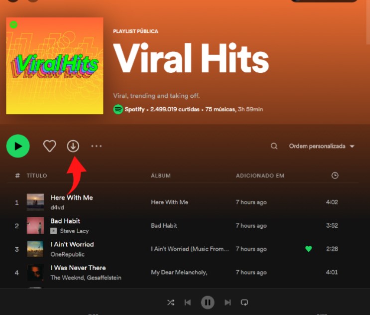 Salvar playlist Spotify